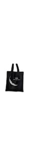 Moon Design Canvas Tote Bag, Black Shopping Bag with Lunar Print