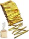 Gold Twist Ties, 8CM Reusable Plastic Bread Twist Ties Bread Twisty-Ties for Candy Coffee Goodie Bags Snacks Party Cake Present Supplies