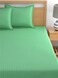 MAXQON Fitted Bed Sheet +2Pcs Pillow Covers, Double Size 120x200+15cm, Color Green