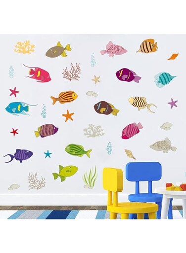 Bpa Cartoon Ocean Coral Reef Bubbles Starfish Peel and Stick Wall Decal for Kids Bedroom