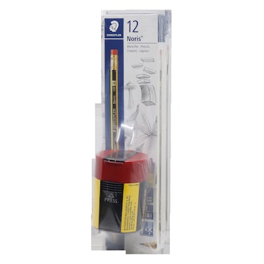 Staedtler Noris 122-HBA HB Pencils 2 PCS and Sharpener 511-004