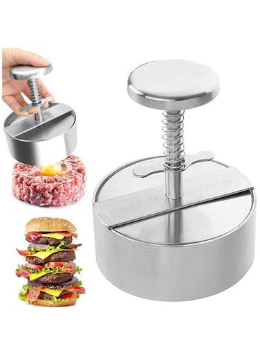 ECVV Stainless Steel Adjustable Hamburger Press Patty Maker Non Stick Patty Making Molds Easy Release Hamburger Patty Press for Beef Vegetables Burgers BBQ