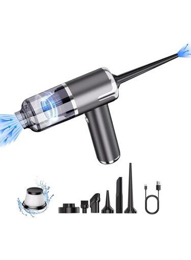 Car Vacuum Cleaner, Handheld Mini Vacuum Cleaner 9000Pa USB Rechargeable, Dust Buster, Air Blower and Vacuum Pump 3 in 1, Portable Vacuum Cordless Cleaner for Car, Home, Pet Hair Cleaning (silver)