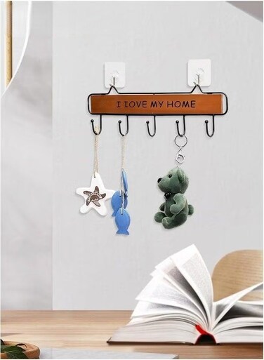 Wooden Wall Door Hanger Hook Storage Rack,Wall Mount Shelf Hooks,Metal Wood Coat Rack With 5 Hooks Rail For Coat,Scarf,Bag,Towel,Key,Hat
