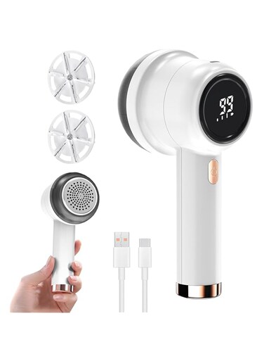 NALACAL Fabric Shaver, Electric Lint Remover, Wireless Rechargeable 3-Gears and 6-Blades, Shavers to Remove Pilling for Clothes, Sweater, Couch, Blanket, Curtain, Socks, Wool
