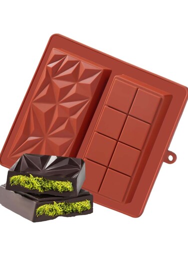Deep Dubai-Style Silicone Chocolate Bar Mold &acirc;&euro;&ldquo; 1 Inch Thick for Pistachio-Filled Candy Bars