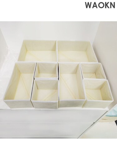 Non woven socks, bras, underwear drawer style clothing storage box, 12 sets of foldable underwear drawer storage boxes and closet dividers, clothing storage box, can be used to store socks, underwear, etc. (Beige)