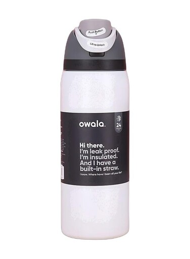 FreeSip Double Insulated Stainless Steel Sports Water Bottle with Straw, BPA-Free, 1-Pack, 32 oz (White) Bundle