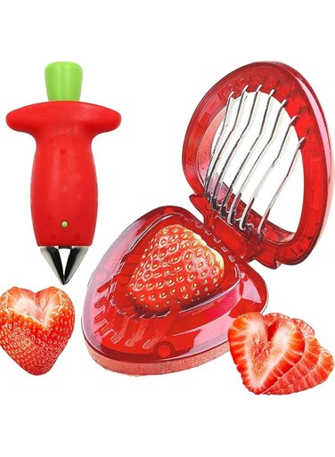 Khazna Strawberry Slicer Set Potatoes Pineapples Carrots, Fruit and Vegetable Picker Tools, Stainless Steel Blade Kitchen Tools and Gadgets