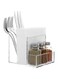 MyGift Modern Clear Premium Acrylic Napkin and Salt and Pepper Shaker Holder Flatware Caddy Buffet Server