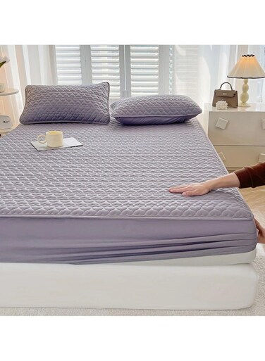 Waterproof Fitted Bedding Topper Set King Size 180x200 cm, Dark Grey Includes 2 Pillowcases