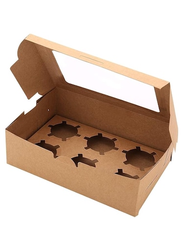 Elvyagod 10pcs Cupcake Boxes, 9.4" x 6.2" x 3.0" Cupcake Carrier, Cupcake Container with Cupcake Inserts&amp;Window, for Cookies, Muffins, Bakeries and Pastrie