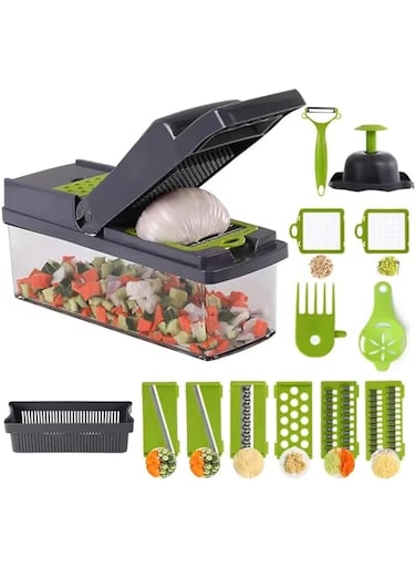 14 in 1 Multifunctional Food Chopper,Vegetable Chopper, Pro Onion Chopper, Kitchen Vegetable Slicer Dicer Cutter,Veggie Chopper With 8 Blades,Carrot and Garlic Chopper With Container