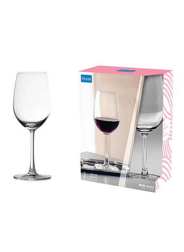 2 Piece Madison Stemware Red Wine Glass Set, 425ml Capacity - Clear