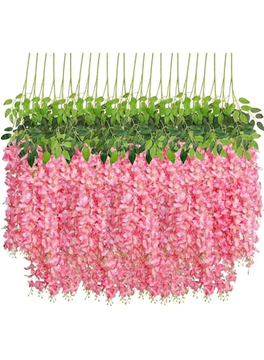 GHAKKE Wisteria Hanging Artificial Flower Strings(Pink)