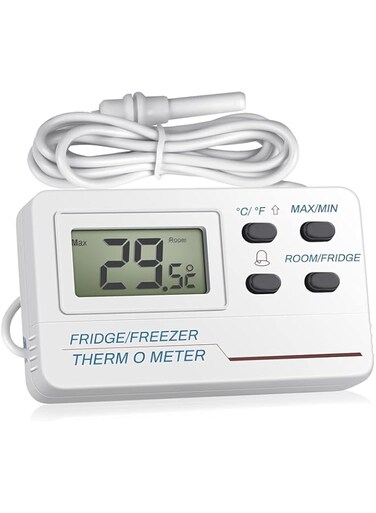NALACAL Digital Fridge Thermometer with Probe and Freezer Alarm, Max/Min Memory Function for Accurate Temperature Monitoring in Home Kitchens, Bars, and Cafes