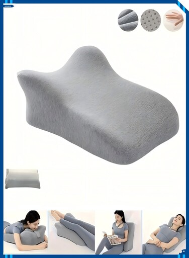 Ergonomic Memory Foam Bed Triangle Wedge Pillow Headboard for Sitting up Back Neck Pain Relief with Face Down Massage Prone Pillow Function for Reading, with Washable Cover