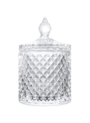 AKDC Danmu Art 1pc Clear Glass Storage with Lid Candy Jar Biscuit Box Containers (600ml)