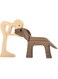 Jognee Handmade Wooden Statue, Puppy Wooden Carving Ornaments, Heart-warming Gift for Dog Lover, Craft Figurine Wood Small Decorations for Home,Office,Living Room (C - Men+dog)