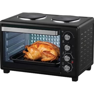 48L Electric Oven with Dual Hot Plates, 1600W Power, Adjustable Temperature 100-230&deg;C, Timer