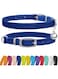 CollarDirect Leather Cat Collar with Bell - Kitten Collar, Small and Big Cat Collar for Boy Cats, Girl Cats with Safety Elastic Strap (Neck Fit 8"-11", Navy Blue)