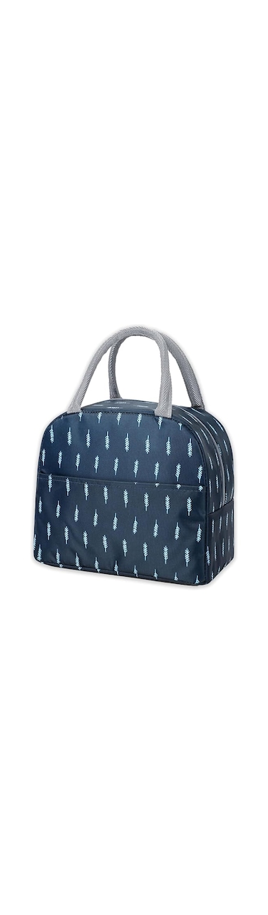 Tediline Lunch Bag Blue Feather Design Reusable Insulated, Waterproof Bag for Kids or Adults, Perfect for Lunch Boxes, Tiffin Boxes, Picnics, Work, or School