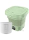 Cuddlez Mini Portable 8L Folding Washing Machine with Spin Dryer Ultrasonic Cleaning sterilization Automatic Travel Washer with Drain Basket,for Underwear Socks Baby Clothes Towels (Green)