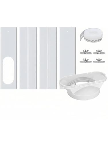 THE WHITE SHOP Portable Sliding Door Air Conditioner Vent Kit,Diameter Portable Exhaust Hose, Universal Balcony Seal Kit Plates
