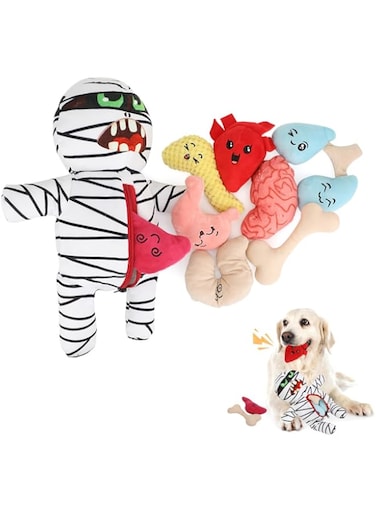NeoStyle Squeaky Dog Toys,Colorful Durable Dog Toy with Cotton Rope for Small, Medium, and Large Pets,Stuffed Dog Toys for Indoor Play (Mummy)