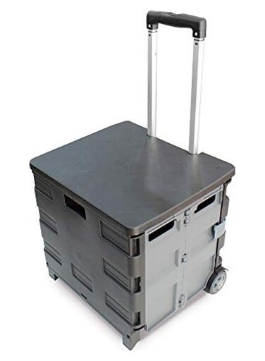 Folding Shopping Trolley Storage Boot Cart Box (Black/Grey) Black 38x36x8cm