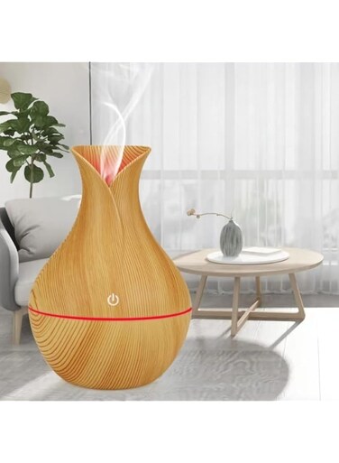 ArrgO Quiet Vase-shaped Air Purifier USB Diffuser Aroma Oil Humidifier for Car, Home, Living Room, Baby Room, Office(Light Wood Grain Colour)