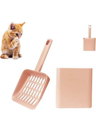 ChicAbode Cat Litter Scooper, Cat Scooper with Caddy Holder, Cat Litter Tray and Box, Cat Scooper for Litter Box with Stand, Modern, Durable and Cute, Used for Any Scoopable Litter