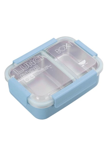 Brain Giggles Stainless Steel 2 Compartments Lunch Box with Removable Inner Tray Insulated Leak Proof Lunch Box for Kids Adults - Multifunctional Air Tight Food Container - Blue
