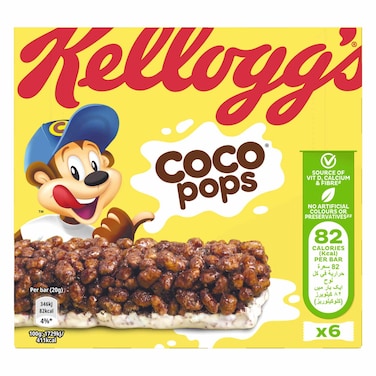 Kellogg's Coco Pops Milk and Chocolate Cereal Bar, 20g Pack of 6