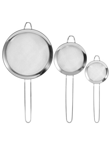 Silver Kitchen Baking Tool Oil Strainer Flour Sieve Home Kitchen Food Filtering Mesh Strainer