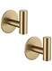 ZWTNBFST Adhesive Hooks 304 Stainless Steel Robe Hook Holder Heavy Coat Hook for Bathroom Kitchen Livingroom Garage Hotel Brushed Finish 2pcs (Brushed Gold)