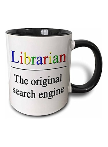 Librarian The Original Search Engine Printed Mug Black/White/Blue