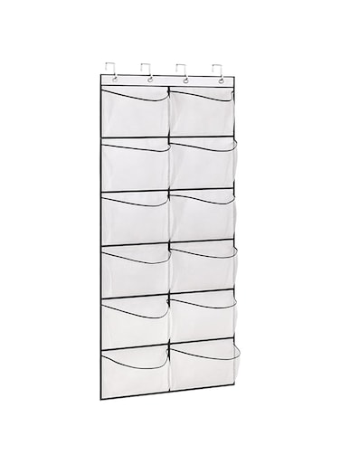 KIMBORA Over The Door Shoe Organizer 12 Large Mesh Pockets Boots Hanging Storage Shoe Rack for Closet White