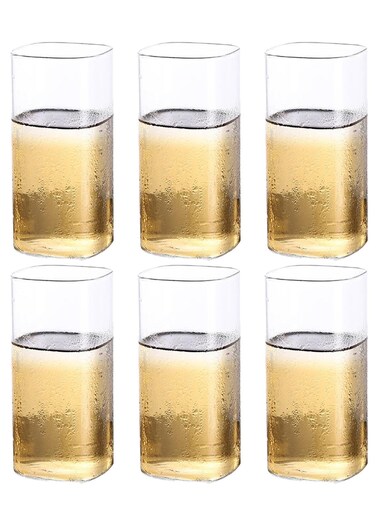 Transparent Square Drinking Glasses &acirc;&euro;&ldquo; 380Ml Each, Modern Clear Glass Cups With Sleek Geometric Design For Coffee&iuml;&frac14;&OElig;Water, Juice &amp; Daily Use
