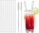 8-Pack Reusable Glass Straws, Clear Glass Drinking Straw, Size 8.5''x10 MM, Including 1 Cleaning Brush-Transparent