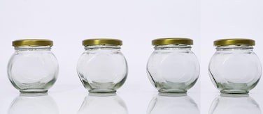 Glass Spice Jar Container with Air Tight Lid,190ml, Set of 4 Pcs,Transparent