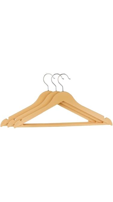Delcasa Cloth Hanger 3-Piece Set, Brown