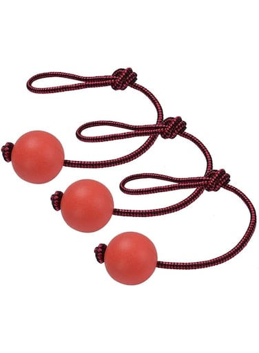 3pcs Dog Ball Toys Bouncy Rubber Ball Chew Toys Pet Dog Toy Ball with String Interactive Toys for Big Dog Puppy Games Toys