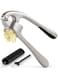 Kitchen Premium Garlic Press with Soft, Easy to Squeeze Handle - Includes Silicone Garlic Peeler &amp; Cleaning Brush - 3 Piece Garlic Mincer Tool - Sturdy Easy to Clean Garlic and Ginger Crusher