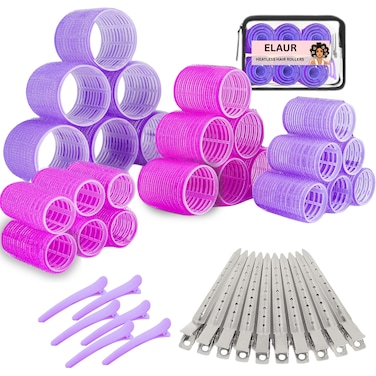 Elaur 40 PCs Hair Rollers set, Self Grip Hair Rollers for Long Medium Short Hair, Large Medium Hair Curler (24 Rollers + 16 Hair clips + 1 Storage Bag)