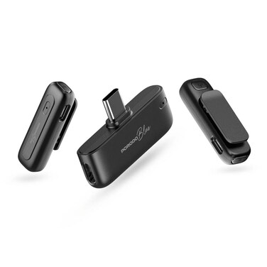Porodo Blue Professional Dual Wireless Microphone 2.4GHz, USB-C Plug &amp; Play, Noise Canceling Mic