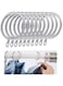 MAKINGTEC Curtain Rings,20pcs 32mm Metal Curtain Drapery Pole Rod Rings with Fixed Eyes &amp; 20pcs Plastic Curtain Hooks,Silver Metal Curtain Rings Hanging Rings for Curtains and Rods Silver