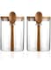 Set of 2 Clear Glass Storage Canister with Wooden Spoon 420ML/15Oz, Airtight Lid Sealed Small Glass Container Jar with Scoop for Bath Salt Holder, Sugar, Spice, Coffee, Matcha Tea, Condiment, Pepper