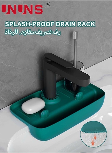 Kitchen Sink Splash Guard,Silicone Sink Faucet Mat,Sink Draining Pad Behind Faucet,Kitchen Sink Accessories,Faucet Absorbent Mat With drain basket,Bathroom Faucet Water Catcher Mat