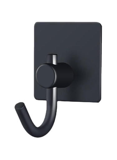 Khazna Wall Adhesive Hooks, Stainless Steel Bathroom Hooks for Hanging Loofah, Coat, Hat, Key, Clothes, Heavy Duty Towel Hooks, No Drill Coat Hooks for Bathroom, Kitchen, Office, 4 Pcs, Black